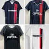 Camisas de futebol retrô 1998 1999 Weah Anelka Okocha Ibrahimovic Ronaldinho Beckham Psgs camisas clássicas camisa vintage kits Men Maillots de futebol camisa de futebol