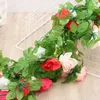 Dekorativa blommor konstgjorda pion rose vinrankor garland gröna blad hängande växt för hem tak bröllop båg dörr julfest dekor