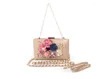 Kvällspåsar! 2023 Kvinnor Messenger Flower Fashion Mini Bag med Diamond Shell Shape Shoulder Cluth