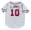 Zszyte koszulki baseballowe 10 Chipper Jones 1999 Blue White Men Women Youth S-4xl Classics Retro Jersey