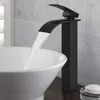 Bathroom Sink Faucets Israel G3/8 Basin Faucets Brass Elegant Waterfall Bathroom Sink Faucet Single Lever Hole Deck Mount Big Square Spout Mixer Taps 230311