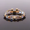 Strand Design Moonstone CZ Pave Ball Handmade Briaded Cord Adjustable Macrame Bracelet For Men Women