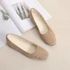 2023 Square Slippers Head Single Shoes Fashion Flat Women's Suede Shallow Mouth Single Shoes Women's Shoes 020