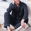 Slaapkleding voor heren Laamei Heren pyjama's Sets Home Suits Plaid Design Sleepwear voor herfst winter flanel losse woonkleding lange mouwen casual sets 230311