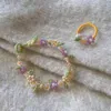 Brincos de colar Set Sweet Romantic Romantic Flower Breads Bracelet Ring Jelly Color Miyuki Jóias de Contas para Partido Casamento de Presentes de Partido Caseiro