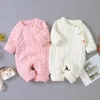 Rompers Baby Rompers lange mouw winter warm gebreide baby kinderen jongens meisjes jumpsuits peuter truien outfits herfst kinderkleding 230311