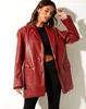 Women's Suits Blazers Women PU Leather Blazera Tailored Collar Long Sleeve Suit Jackets Loose Single-Breasted Coats Streetwear Office Lady Jackets top 230311