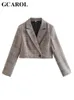 Damenanzüge-Blazer GCAROL Damen-Blazer mit gekerbtem Kragen, kariert, kurzer Anzug, Einknopf, klassischer Vintage-Blazer im England-Stil, Streetwear, Oberbekleidung, 4 Saison, 230311