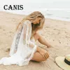 Dames badmode sexy zomer vrouwen zwarte witte kanten bikini cover -ups kimono boho strand lange maxi jurk pure los kaftan tunic zwempak y230311