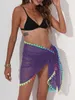 Kvinnors badkläder Kvinnor Bikini Cover -ups sjal sommar casual fishnet cutout baddräkt sarong strand wrap kjol med tofs y230311