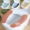 Toilettensitzbezüge, universelle klebrige Mattenabdeckung, warmer Plüsch, Paste, Ring, Winterschüssel, Kissen, waschbar, Badezimmerzubehör