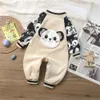 Rompers Autumn Winter Baby Clothing Dog Printed Baby Rompers Baby Boy Clothes Zipper Borns Söt spädbarn Jumpsuit Cartoon Kids Costume 230311