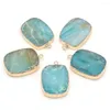 Pendant Necklaces Natural Semi-precious Stone Square Blue Amazonite Charm Mineral Gems For Jewelry Making DIY Necklace Accessories 20x30mm