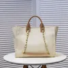 أزياء العلامة التجارية The Tote Bag Beach Bag Bag Bags Deauville Women Man Hands Handbags Pearl Canvas مصممون فاخرون Crossbody Linen محفظة الكتف