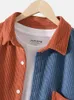 Vestes pour hommes printemps automne manteau pour hommes revers de couleur contrastée veste pour hommes en velours côtelé européen et américain haut japonais pour hommes frais bleu orange 230311