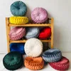 Cushion/Decorative Pillow 20 Color Velvet Round Pumpkin Cushion Fashion Pleated Futon Cushion Sofa Tatami PP Cotton Filled Cushion With Core Pillow 230311