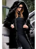 Kadın Kürk Sahte Ceket Kış Büyük Boy Sıcak Sokak Giyim Uzun Kollu Kapşonlu Palto Palto Dış Giyim Artı Beden Giysileri