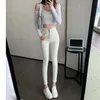 Damesjeans Koreaanse mode abrikoos Skinny broek vrouwen hoge taille stretch jeans broek sexy potlood capris streetwear heup lift denim legging 230311