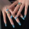 False unhas 24pcs/caixa Wavy Rhinestone Ballerina Manicure Tool Afligepable Artificial Fake Caixão vestível Dicas de unhas