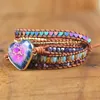 Charm Bracelets Romantic Spiritual Chakra Leather Wrap Bracelets W Mix Stone Heart Shape 5 Strands Bracelet Classic Jewelry Bijoux Drop 230310