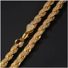 Ketten Iced Out Halsketten Herren Hip Hop Schmuck Roségold Sier Twist Chain Halskette Drop Delivery Anhänger Dhiwb