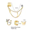 Backs Earrings Fashion Crystal Butterfly Clip Earring For Teens Women Ear Cuffs Cool Jewelry Retro Chain Long Hanging Earings Metal Gift