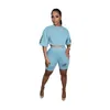 2023 Zomerkleding Women Tracksuits Designer Letter Gedrukte korte mouw T-shirt Crop Top en shorts Tweede stuks sets outfits