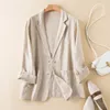Women's Suits Blazers Cotton and linen small suit women spring and summer Korean fashion simple elegant temperament loose casual cardigan coat 230311