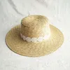 Brede randmutsen Zonn hoed voor vrouwen Stroopjes Elegant zwart wit kanten Flat Beach Ladies Summer Cap Vakantie