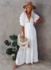 Women's Swimwear Sexy Bikini Cover-ups Long White Tunic Casual Summer Beach Dress Elegant Women Clothes Wear Swim Suit Cover Up Q1208 Y230311