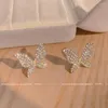 Stud -oorbellen kleurrijk L elegante zirkoon vlindervorm voor vrouw en clip zonder gat party girl's fijne sieradencadeau