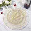 Dinnerware Sets Gold Plastic Silverware- Disposable Glitter Cutlery- Flatware Includes75pcs-25 Forks 25 Spoons Knives