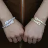 Стили браслета Hip Hop Open Bracelet Jewelry 5a квадратные Cz Paved Регулированные геометрические прямоугольные кластерные браслеты Drop Ship