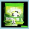 Gift Wrap 12st/Lot Football Theme ryggsäck Happy Birthday Party Nonwoven Fabrics Soccer Ball DString Gift Bag Baby Shower Mochila Dhptx