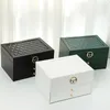 Smyckeslådor Tre lager högkvalitativa PU smycken Box Fashion Jewel Casket 230310