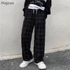 Herrbyxor spring casual pläd byxor män bred ben vintage bf par rak corduroy pantalones streetwear harajuku mopping överdimensionerad s-3xl 230311