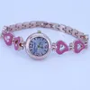 Orologi da polso Moda Cuore Gioielli Bracciale Donna Donna Orologio da polso analogico in acciaio inossidabile O34 Per regali