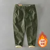 Mannen Broek Hiqor Cargo Broek Voor Mannen 2023 Winter Flacee Casual Warme Man Mode Kralen Kaki Zakelijke Broek 230311