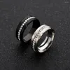 Anéis de casamento de 8mm de aço inoxidável de 8 mm de largura anel de zircão de diamante completo para mulheres banda de noivado Promise Jóias Tamanho 6-13