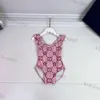 Barn i ett stycke baddräkttryck Småbarn Baby Girls Designer Simning Badkläder Kläder Söt bikini Barn Badande strandkläder