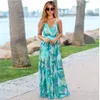 Casual jurken mode Boheemse bloemen lange jurk vrouw maxi jurk sexy diep v-neck print strand achterloze jurken voor vrouwen 2021 zomer zonsondergang g230311