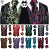 Hi-Tie Brand 30 couleurs soie hommes gilets Jacquard Paisley Floral taille manteau veste cravate Hanky ​​boutons de manchette pour hommes sans manches XXXL 230310