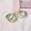 dangle earrings redamancy粘土織り女性のための夏のドロップメタルラウンドペンダントジュエリーアクセサリー