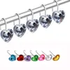 12 pc's/set hart douchegordijnhaken ringen bling decoratief douchegordijn hangers roestvrij staal roestvrije rra