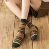 Women Socks Herringbone Pattern Fashion Retro Brethable Comfortable Cotton Knit Autumn Winter High Quality Sox