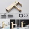 Bathroom Sink Faucets Golden Square 304 Stainless Steel Basin Faucet Home el Bathroom Faucet Cold Water Sink Tap Deck Mounted 230311