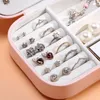 Jewelry Boxes Portable Jewelry Box Jewelry Organizer Display Travel Jewelry Case Boxes Button Leather Storage Zipper Jewelers Joyero 230310