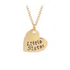 Pendant Necklaces Arrival Big Sis Middle Little Gold Silver Plated Necklace Lettering Heart For Sisters Christmas JewelryPendant