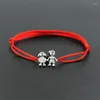 Charm Bracelets Sweet Cute Family Boys And Girls Braid Rope Silver Color Bracelet Red Line Thread String For Friendship Gift