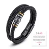 Bracelets Three-layer black rope magnetic buckle I love you engraved stainless steel leather bracelet